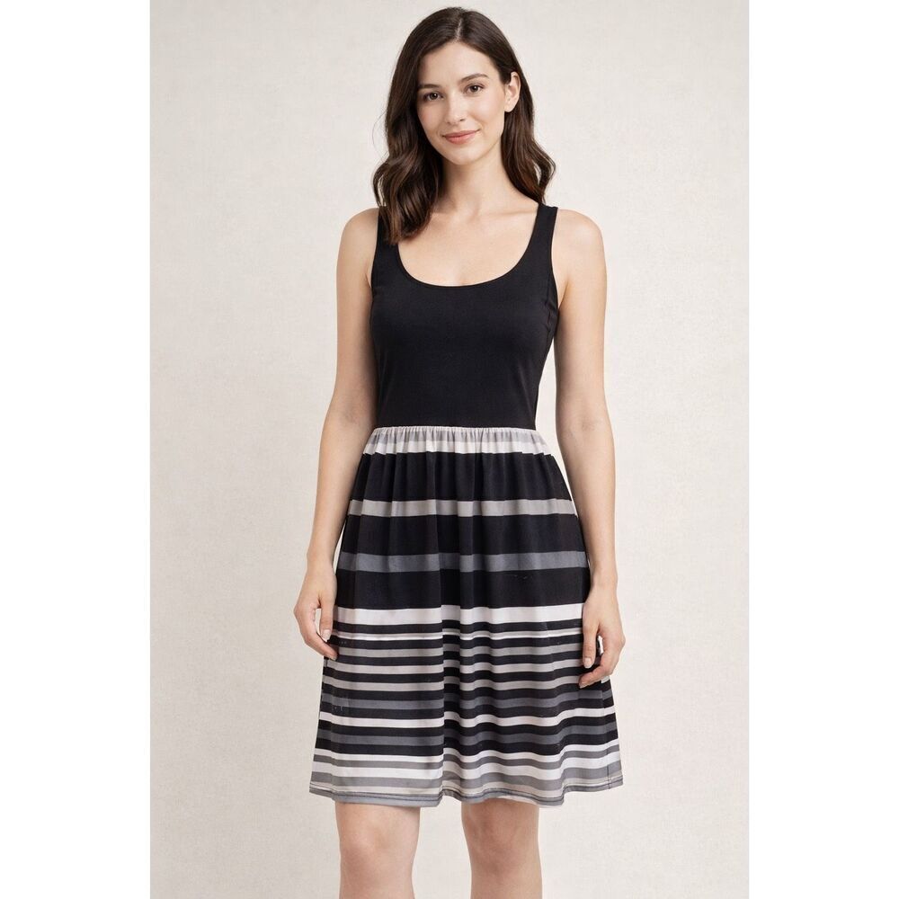 Bebop black and grey striped dress